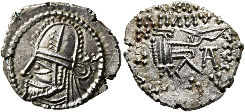 KINGS OF PARTHIA. Artabanos VI, circa AD 216-224. Drachm (Silver, 20 mm, 3.37 g,...