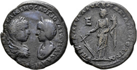 MOESIA INFERIOR. Marcianopolis. Elagabalus, with Julia Maesa, 218-222. Pentassarion (Bronze, 25 mm, 11.07 g, 7 h), Julius Antonius Seleucus, legatus c...