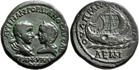 THRACE. Anchialus. Gordian III, with Tranquillina, 238-244. Tetrassarion (Bronze, 25 mm, 9.71 g, 7 h). AYT K M ANT ΓOPΔIANOC AYΓ CAB / TPANKYΛΛI/NA La...