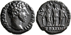 THRACE. Augusta Traiana. Marcus Aurelius, 161-180. Hemiassarion (Bronze, 17 mm, 3.86 g, 1 h). ΑΥ ΚΑΙ Μ ΑΥΡ ΑΝΤΩΝΕΙΝ Bare head of Marcus Aurelius to ri...