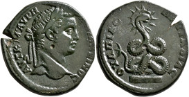 THRACE. Pautalia. Caracalla, 198-217. Tetrassarion (Bronze, 29 mm, 15.69 g, 1 h). AYT K M AYPH ANTΩNEINOC Laureate head of Caracalla to right. Rev. OY...