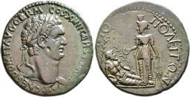 THRACE. Philippopolis. Domitian, 81-96. 'Sestertius' (Bronze, 32 mm, 17.35 g, 7 h), 88/9. IMP CAES DOMIT AVG GERM COS XIIII CENS PER P P Laureate head...