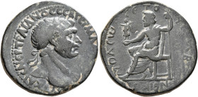 PONTUS. Nicopolis ad Lycum. Trajan, 98-117. Hexassarion (Bronze, 32 mm, 22.86 g, 12 h), CY 42 = 112/3. ΑΥΤ ΚΑΙϹ ΝЄΡ ΤΡΑΙΑΝΟϹ ϹЄΒ ΓЄΡΜ ΔΑ[Κ ΤΟ ςΙ] Laur...