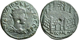 BITHYNIA. Nicaea. Quietus, usurper, 260-261. Oktassarion (Bronze, 24 mm, 7.34 g, 1 h). TI ΦΟYΛ ΙΟΥ KΥHTOC CΕΒ Radiate, draped and cuirassed bust of Qu...