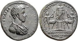 MYSIA. Pergamum. Commodus, 177-192. Medallion (Bronze, 44 mm, 48.91 g, 12 h), Marcus Aelius Glykonianos, strategos, circa 180-182. ΑYΤΟ ΚΑΙ Μ ΑYΡΗ ΚΟΜ...