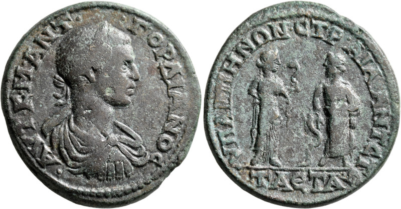 LYDIA. Hypaepa. Gordian III, 238-244. Hexassarion (Bronze, 36 mm, 26.16 g, 6 h),...