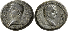 PHRYGIA. Prymnessus. Germanicus, with Drusus, Caesar, 15 BC-AD 19. Assarion (Bronze, 16 mm, 5.67 g, 1 h). ΓΕΡΜΑΝΙΚΟΣ ΚΑΙΣΑΡ Bare head of Germanicus to...