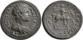 PHRYGIA. Trajanopolis. Hadrian, 117-138. Tetrassarion (Bronze, 28 mm, 13.82 g, 1 h). ΑΥ ΚΑΙ ΤΡΑΙ ΑΔΡΙΑΝΟϹ Laureate, draped and cuirassed bust of Hadri...