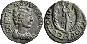 PISIDIA. Antiochia. Tranquillina, Augusta, 241-244. 'As' (Bronze, 19 mm, 3.37 g, 7 h). SABI TRANQVILLIANAE AV Draped bust of Tranquillina to right. Re...