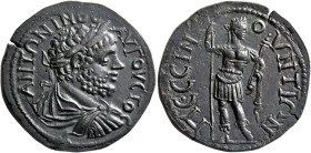 GALATIA. Pessinus. Caracalla, 198-217. Tetrassarion (Orichalcum, 30 mm, 14.72 g, 1 h). ANTΩNΙΝΟC AYΓΟΥCTOC Laureate, draped and cuirassed bust of Cara...