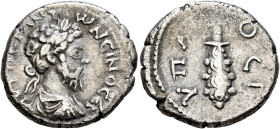 CAPPADOCIA. Caesaraea-Eusebia. Marcus Aurelius, 161-180. Didrachm (Silver, 22 mm, 5.78 g, 1 h), 175-176. ΑΥΤΟΚΡ ΑΝΤⲰΝЄΙΝΟ (sic!) CЄΒ Laureate, draped ...