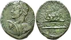 CAPPADOCIA. Caesaraea-Eusebia. Elagabalus, 218-222. Triassarion (Bronze, 27 mm, 9.35 g, 12 h), RY 5 = 221/2. AY K M AYPHΛ[Ι ANTⲰNЄINOC CЄ] Laureate bu...