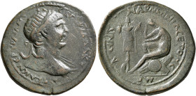 ARMENIA MINOR, Koinon of Armenia. Trajan, 98-117. 'Sestertius' (Bronze, 37 mm, 28.09 g, 12 h), Nicopolis ad Lycum, RY 17 and CY 43 = 113/4. AΥΤ ΚΑΙϹ Ν...