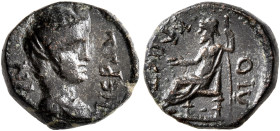 ASIA MINOR. Uncertain. Nero, as Caesar, 50-54. 1/3 Assarion (?) (Bronze, 13 mm, 2.11 g, 12 h). NЄPΩ-NA Bare head of Nero to right. Rev. KAΠЄT[Ω]-ΛIO Z...