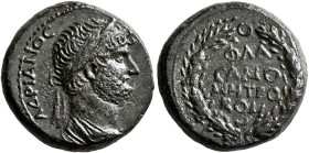 COMMAGENE. Samosata. Hadrian, 117-138. Assarion (Bronze, 19 mm, 7.26 g, 6 h), CY 60 = AD 132/3. ΑΔΡΙΑΝΟϹ [ϹΕΒΑϹ ΕΤ Ξ] Laureate and draped bust of Hadr...