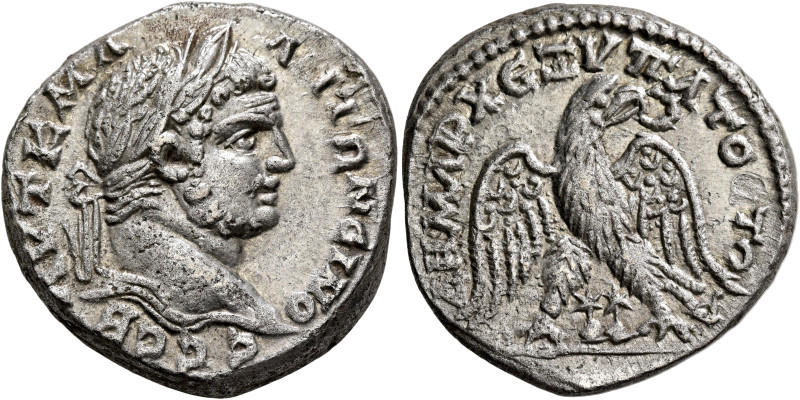 PHOENICIA. Ace-Ptolemais. Caracalla, 198-217. Tetradrachm (Billon, 26 mm, 13.66 ...