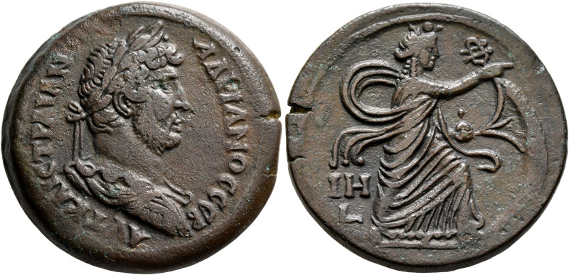 EGYPT. Alexandria. Hadrian, 117-138. Drachm (Bronze, 34 mm, 25.24 g, 12 h), RY 1...