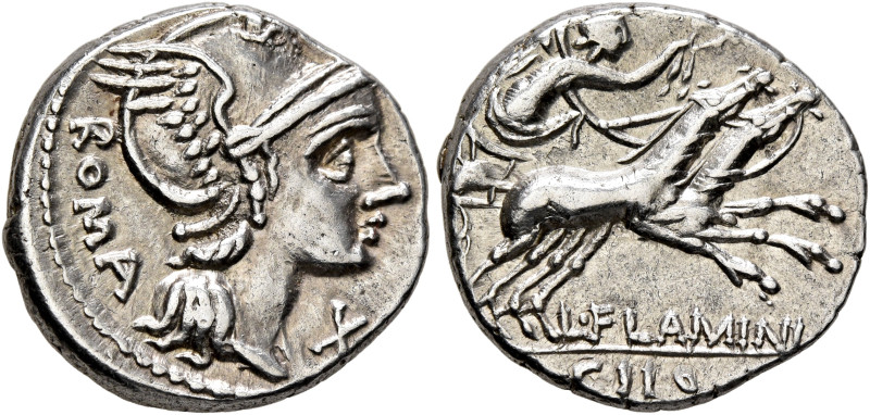 L. Flaminius Chilo, 109-108 BC. Denarius (Silver, 19 mm, 3.95 g, 6 h), Rome. ROM...