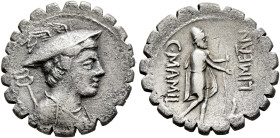 C. Mamilius Limetanus, 82 BC. Denarius (Silver, 19 mm, 3.43 g, 7 h), Rome. Draped bust of Mercury to right, wearing winged petasos; behind, Σ above ca...