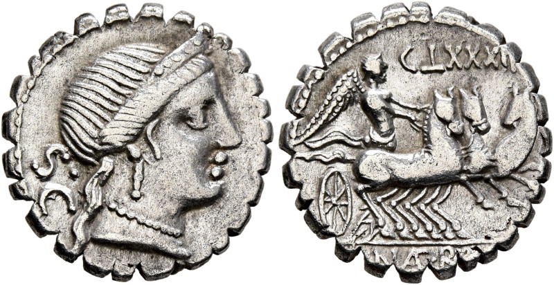 C. Naevius Balbus, 79 BC. Denarius (Silver, 18 mm, 3.74 g, 6 h), Rome. Diademed ...