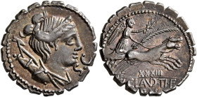 Ti. Claudius Ti.f. Ap.n. Nero, 79 BC. Denarius (Silver, 19 mm, 3.81 g, 6 h), Rome. Diademed and draped bust of Diana to right, with bow and quiver ove...