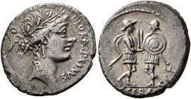 C. Servilius C.f, 53 BC. Denarius (Silver, 19 mm, 3.89 g, 3 h), Rome. FLOR AL PRI MV S Wreathed head of Flora to right; in field to left, lituus. Rev....
