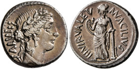 Man. Acilius Glabrio, 49 BC. Denarius (Silver, 19 mm, 3.94 g, 6 h), Rome. SALVTIS Head of Salus to right, wearing laurel wreath, pendant earring and p...