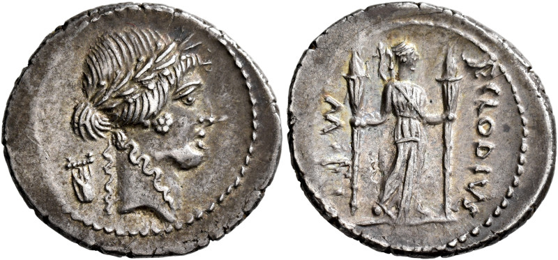 P. Clodius M.f. Turrinus, 42 BC. Denarius (Silver, 20 mm, 3.87 g, 5 h), Rome. La...