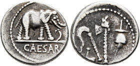 Julius Caesar, 49-44 BC. Denarius (Silver, 18 mm, 3.86 g, 5 h), military mint moving with Caesar in Gallia Narbonensis or Hispania Citerior, 49-48. CA...