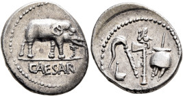 Julius Caesar, 49-44 BC. Denarius (Silver, 19 mm, 4.01 g, 9 h), military mint moving with Caesar in Gallia Narbonensis or Hispania Citerior, 49-48. CA...