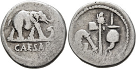 Julius Caesar, 49-44 BC. Denarius (Silver, 18 mm, 3.73 g, 2 h), military mint moving with Caesar in Gallia Narbonensis or Hispania Citerior, 49-48. CA...