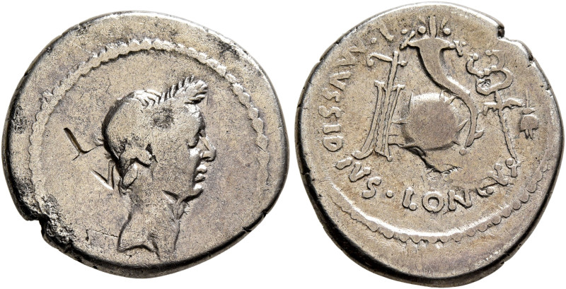 Julius Caesar, 49-44 BC. Denarius (Silver, 19 mm, 3.93 g, 3 h), with L. Mussidiu...
