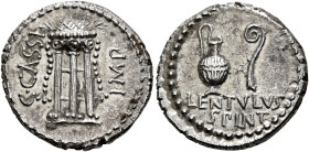 C. Cassius Longinus, 43-42 BC. Denarius (Silver, 17 mm, 3.72 g, 6 h), with L. Cornelius Lentulus Spinther, military mint moving with the army of Brutu...