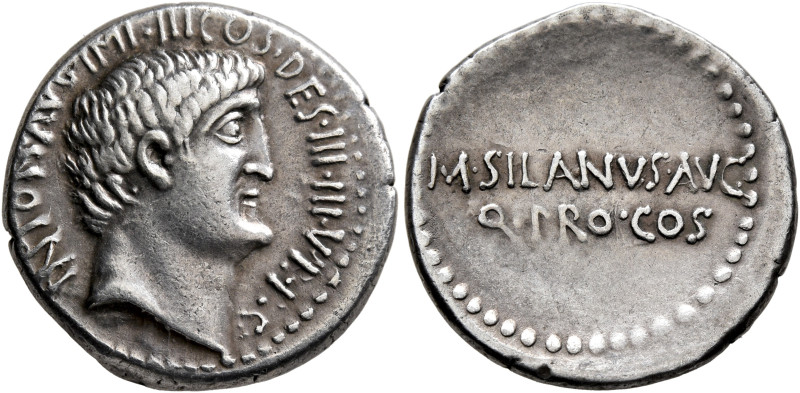 Mark Antony, 44-30 BC. Denarius (Silver, 18 mm, 3.75 g, 6 h), with M. Junius Sil...