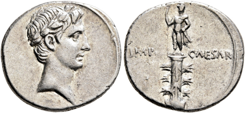 Octavian, 44-27 BC. Denarius (Silver, 19 mm, 3.57 g, 12 h), uncertain mint in It...