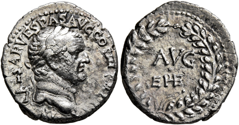 Vespasian, 69-79. Denarius (Silver, 18 mm, 3.20 g, 6 h), Ephesus, 71. IMP CAESAR...