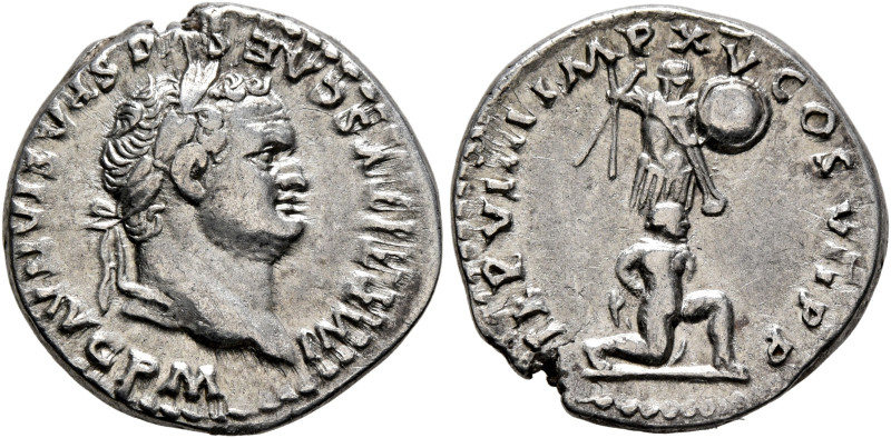 Titus, 79-81. Denarius (Silver, 18 mm, 3.57 g, 5 h), Rome, 1 July-end 79. IMP TI...