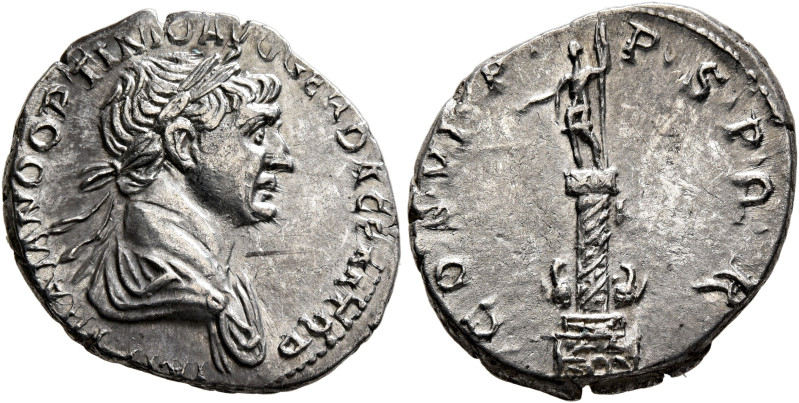 Trajan, 98-117. Denarius (Silver, 20 mm, 3.31 g, 6 h), Rome, late summer-autumn ...