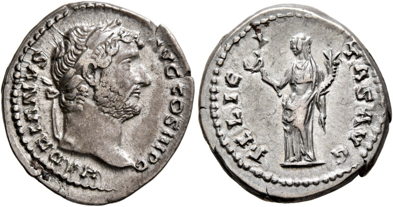 Hadrian, 117-138. Denarius (Silver, 19 mm, 3.18 g, 6 h), Rome, circa 133-135. HA...