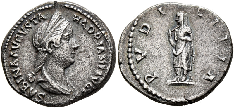 Sabina, Augusta, 128-136/7. Denarius (Silver, 18 mm, 3.28 g, 6 h), Rome, circa 1...