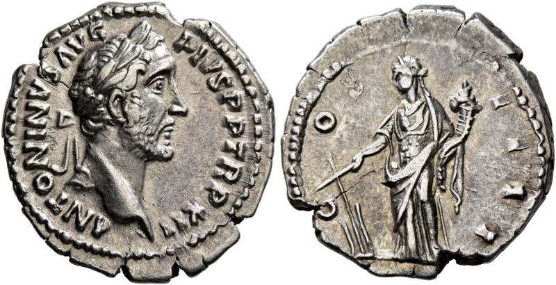 Antoninus Pius, 138-161. Denarius (Silver, 18 mm, 3.25 g, 6 h), Rome, 148-149. A...