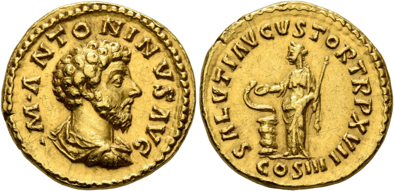 Marcus Aurelius, 161-180. Aureus (Gold, 19 mm, 7.28 g, 6 h), Rome, 163. •M•ANTON...