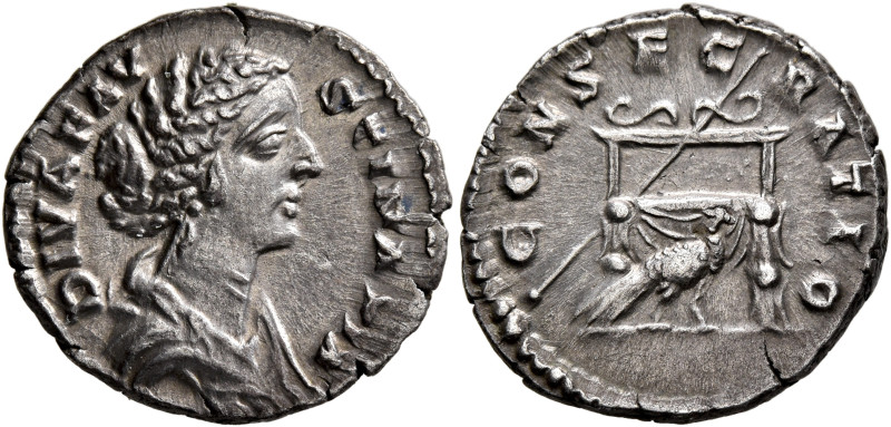 Diva Faustina Junior, died 175/6. Denarius (Silver, 18 mm, 2.96 g, 8 h), Rome, 1...