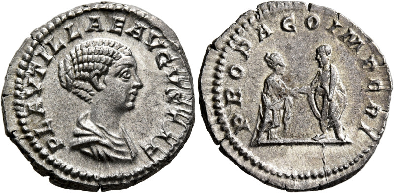 Plautilla, Augusta, 202-205. Denarius (Silver, 18 mm, 3.33 g, 6 h), Rome, 202. P...