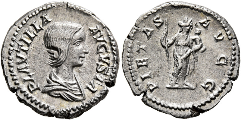 Plautilla, Augusta, 202-205. Denarius (Silver, 19 mm, 3.15 g, 1 h), Rome, 203-20...