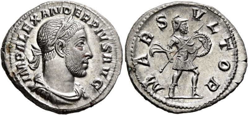 Severus Alexander, 222-235. Denarius (Silver, 19 mm, 3.00 g, 12 h), Rome, 232. M...