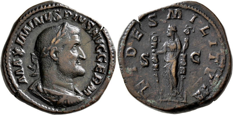 Maximinus I, 235-238. Sestertius (Orichalcum, 33 mm, 27.39 g, 12 h), Rome, 236. ...