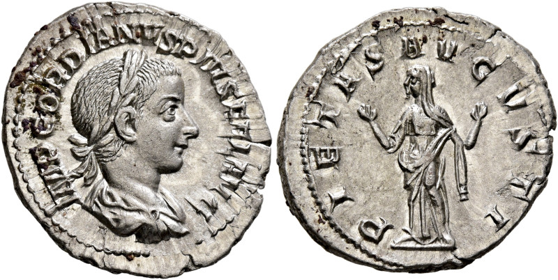 Gordian III, 238-244. Denarius (Silver, 21 mm, 3.00 g, 6 h), Rome, 240. IMP GORD...