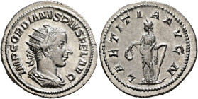 Gordian III, 238-244. Antoninianus (Silver, 23 mm, 4.00 g, 6 h), Rome, 241-243. IMP GORDIANVS PIVS FEL AVG Radiate, draped and cuirassed bust of Gordi...