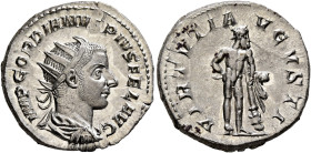 Gordian III, 238-244. Antoninianus (Silver, 22 mm, 4.22 g, 12 h), Rome, 241-243. IMP GORDIANVS PIVS FEL AVG Radiate, draped and cuirassed bust of Gord...